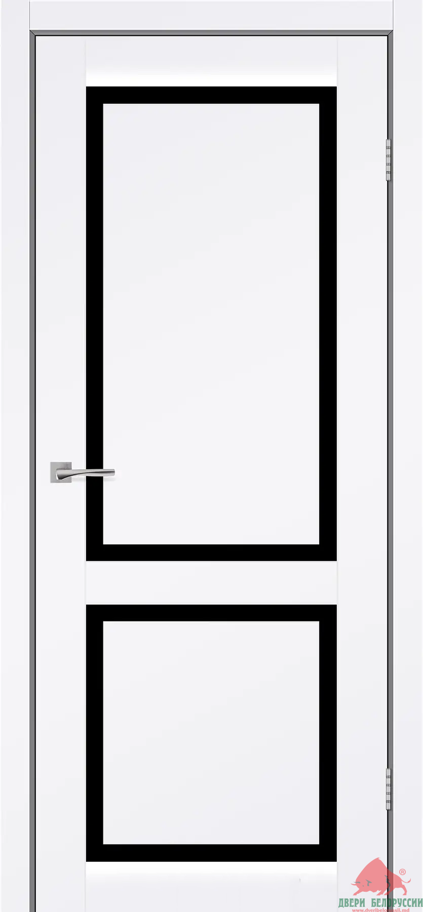 Дверное полотно NOBILIS 2,0-0,7 Белый мат Черное Стекло