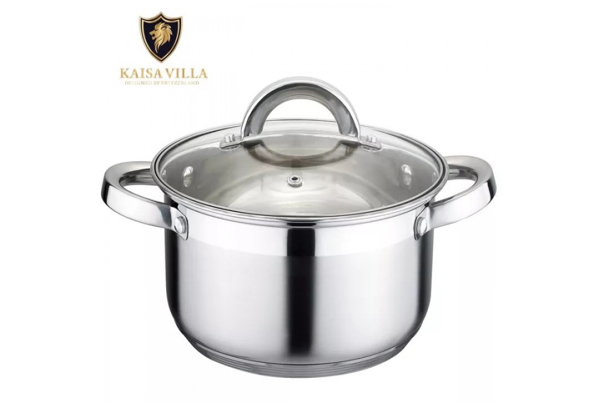 Кастрюля нерж со стекл.крышкой 22х13,5 см.4,8л KV2250 KAISA VILLA, Арт KV2250А