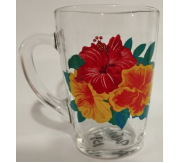 Кружка стеклянная Капучино 300мл Гибискусы