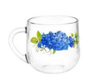 Кружка стеклянная Грамине 300мл Гортензия
