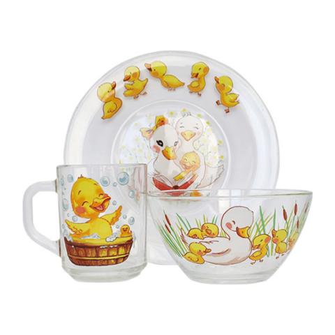 Набор для завтрака стекл. Утята 3ед