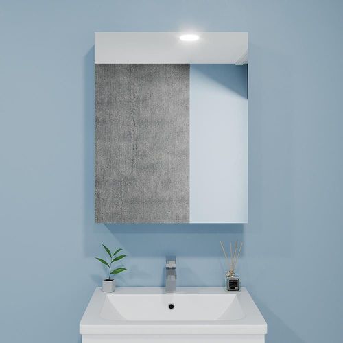 Шкаф-Зеркало для ванной Bayro Optima 600x700 универсальный белый