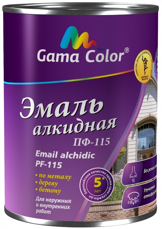 Эмаль ПФ-115 черная 0,9 кг ТМ Gamma Color уп.12шт