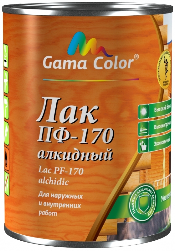 Лак алкидный ПФ-170 0,70 л ТМ Gamma Color уп.12шт