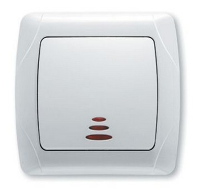 Выключатель 1-клавишный с подсветкой белый Carmen (уп.-12шт) TM VIKO