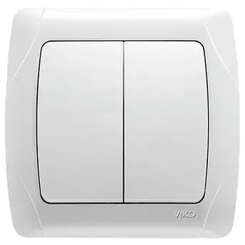 Выключатель 2-клавишный белый Carmen (уп.-12шт) TM VIKO
