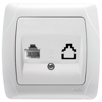 Розетка телефонная RJ11 белая Carmen (уп.-12шт) TM VIKO