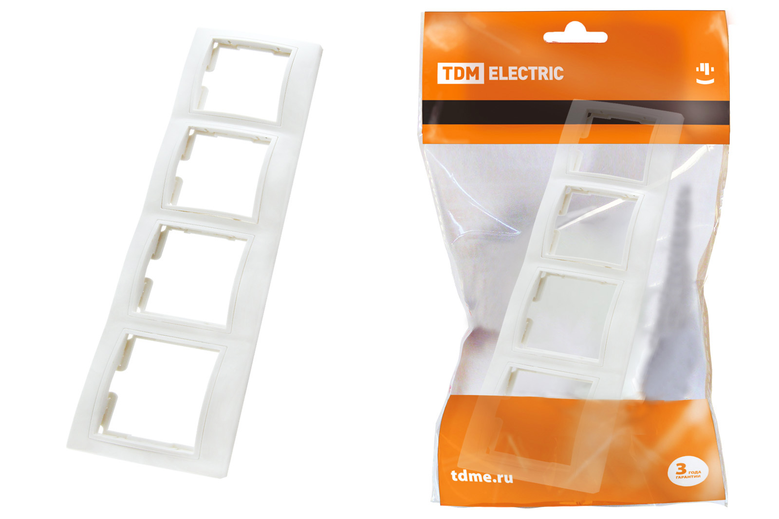 Рамка 4-х постовая горизонтальная белая Таймыр (уп.20шт) - TM TDM