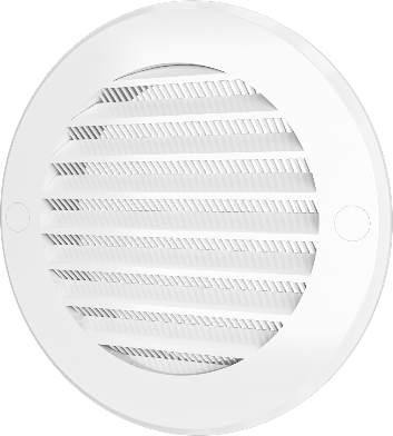 Решетка вентиляционная круглая, 10РКС, с пластиковой сеткой D130 вытяжная АБС с фланцем D100