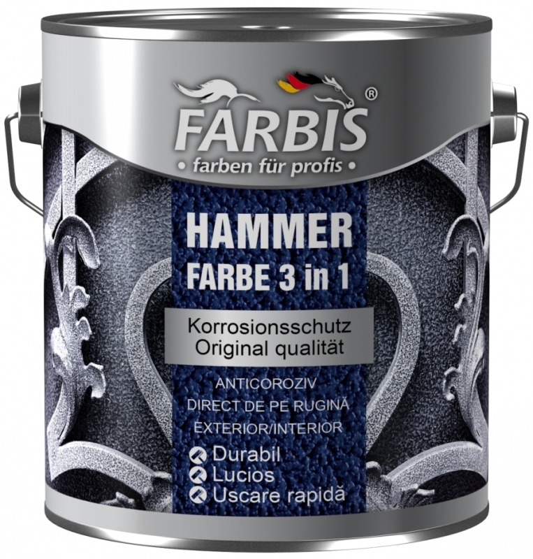 Hammer краска с молотковым эффектом 3 в1 F 1305 черный 0,75л (уп.6шт)