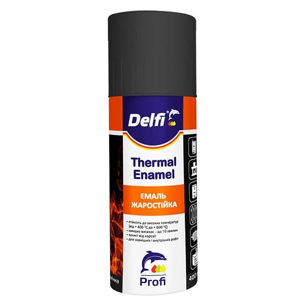 Эмаль ТМ Delfi жаростойкая, черный в аэроз.уп. 400мл.