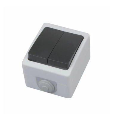 Выключатель 2-клав. наружный Horoz ATOM 10 A 230В чёрный/Серый (упаковка 10шт.) IP54