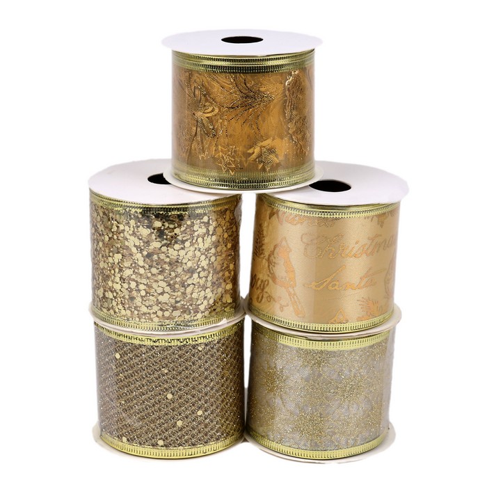 Лента декоративная полиэстэр 2,7м х 6,0см (HL25HS-6330) ТМ Global Christmas