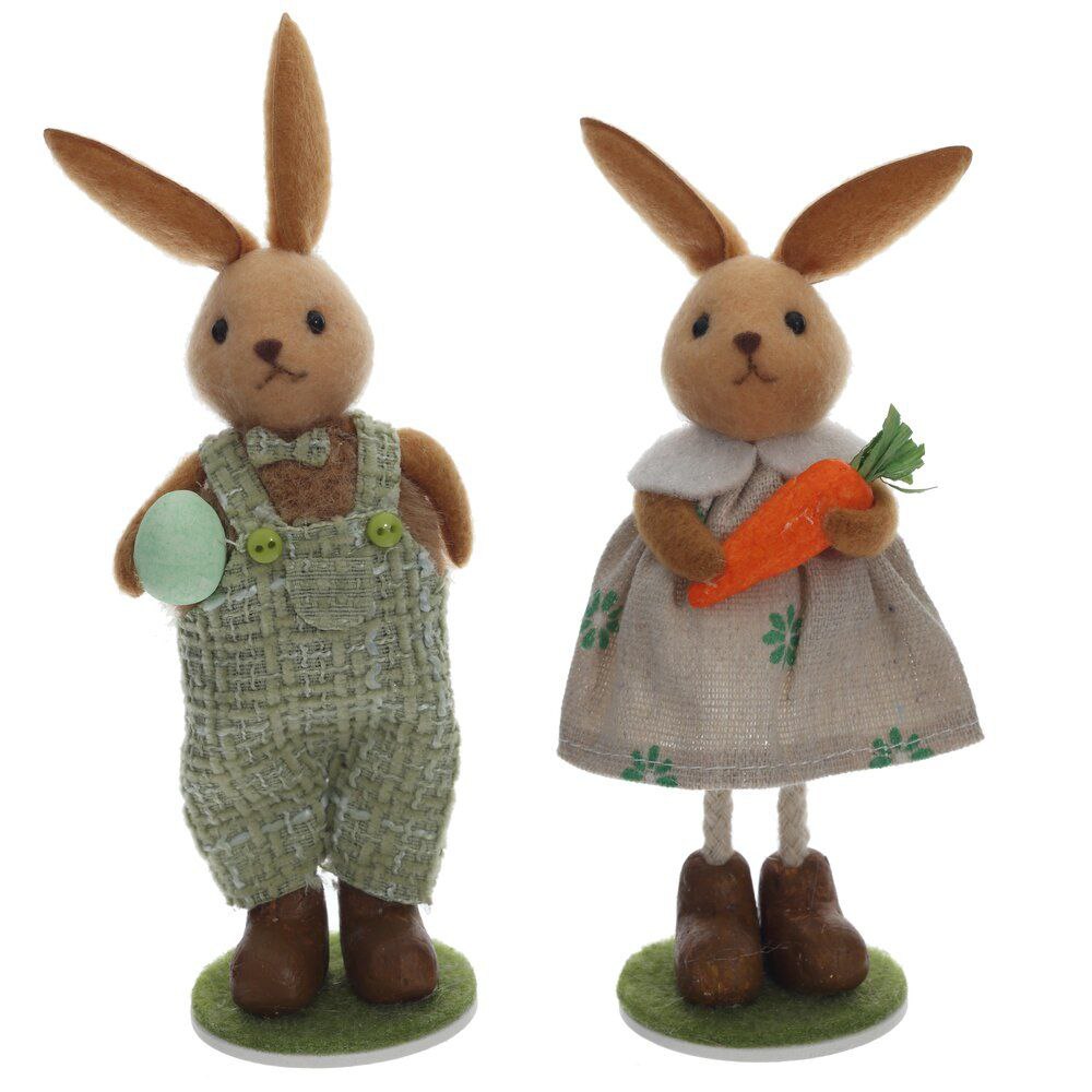 Украшения пасхальные Зайчик, 15см, Бел/Роз. E5-158 GLOBAL EASTER