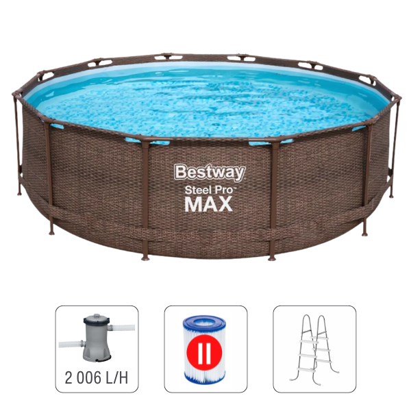 Bestway Бассейн Steel Pro Max ROTANG 366x100cm, 9150Л, метал каркас