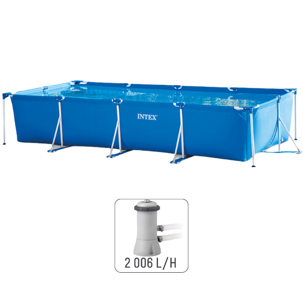 INTEX Бассейн RECTANGULAR FRAME 450x220x84cm, 7127Л, металлический каркас