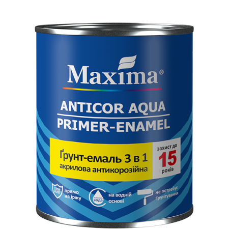 Грунт-эмаль 3в1 Anticor Aqua графит 0,9кг (уп.6шт) TM *Maxima*