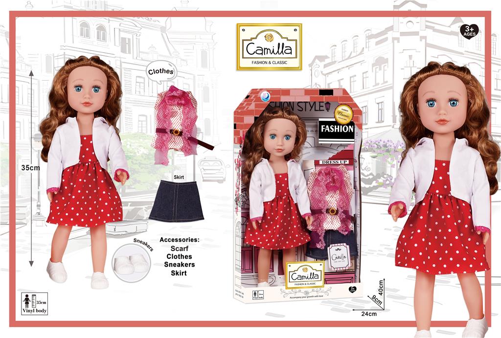 Кукла виниловая в платье, с одеждой 40см