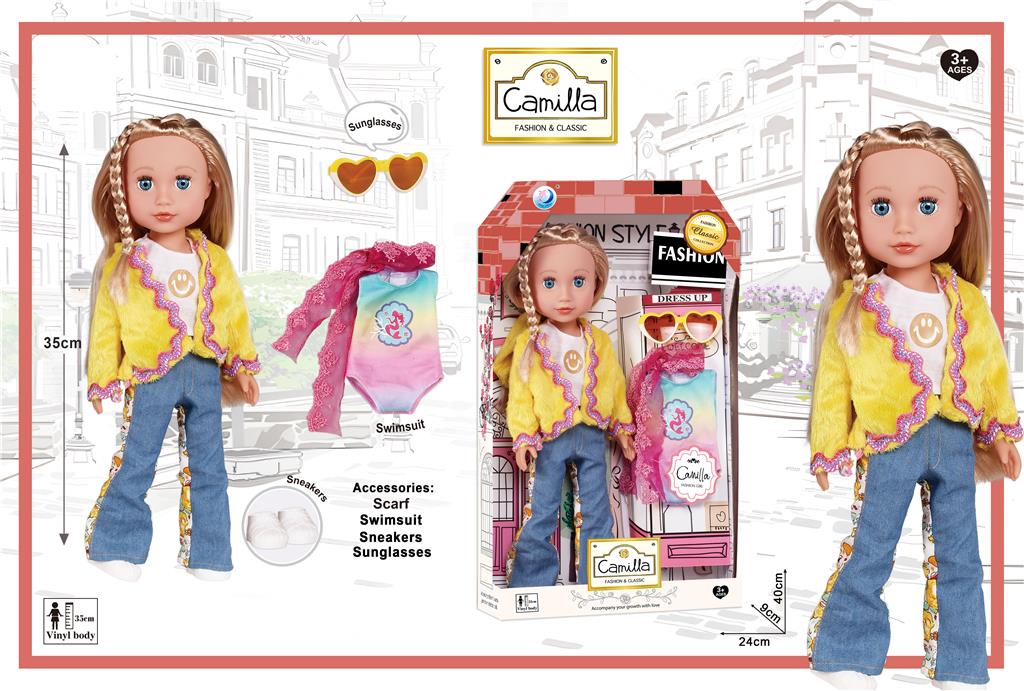 Кукла виниловая в платье, с одеждой 40см (713942)