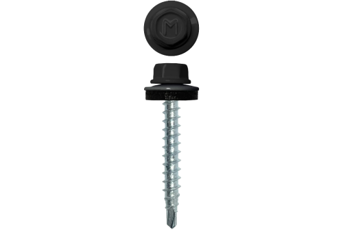 Саморез кровельный по дереву 4,8х35 глубокий черный (блистер 20шт) ТМ Wkret-Met