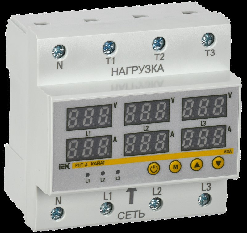 Реле напряжения и тока трехфазное РНТ-д 90мм 63А ТМ IEK