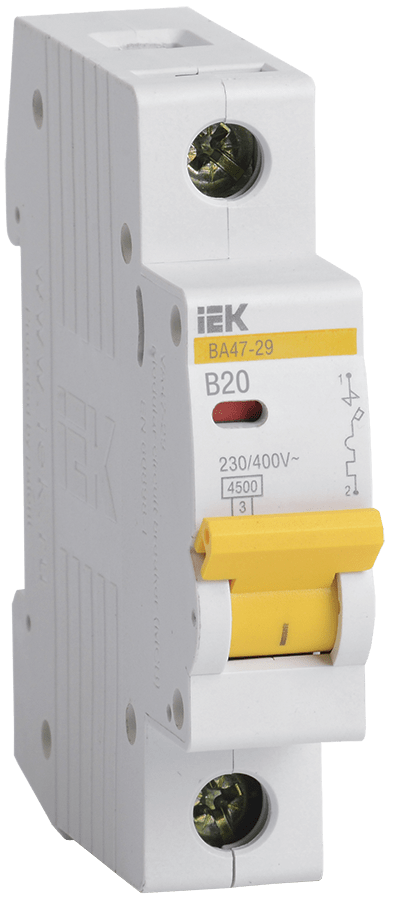 Автоматический выключатель ВА47-29 1Р 20А 4,5кА характеристика В ТМ IEK