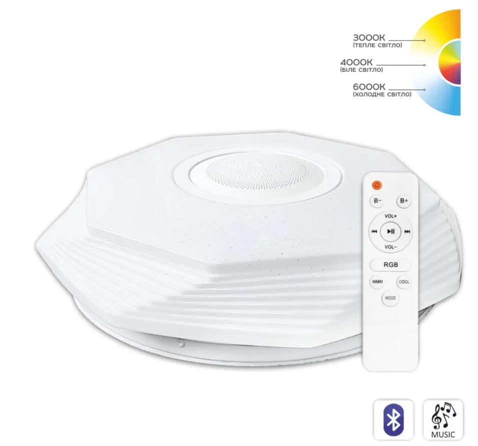 Светильник светодиодный Biom SMART SML-R46-55-M-FRGB 3000-6000K+ FULL RGB 55Вт с д/у муз. BT APP