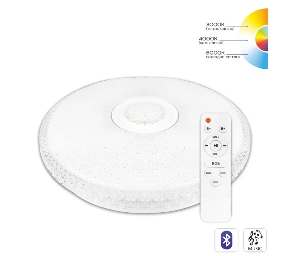 Светильник светодиодный Biom SMART SML-R47-55-M-FRGB 3000-6000K+ FULL RGB 55Вт с д/у муз. BT APP