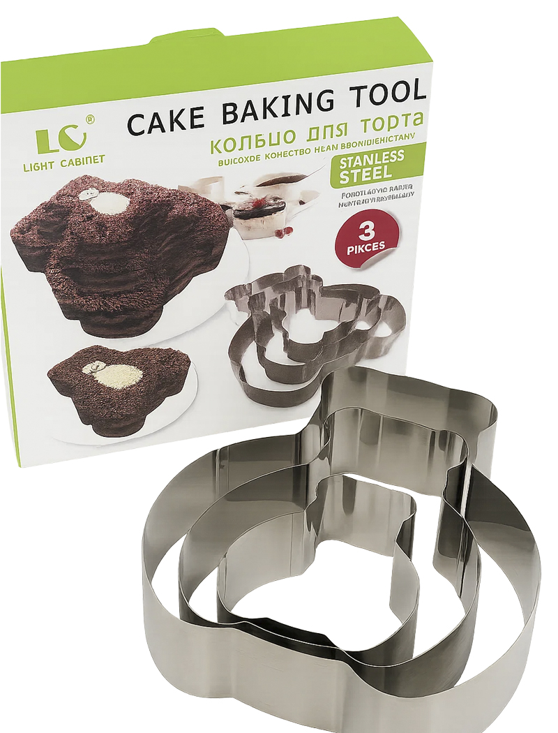 Форма для выпечки торта (набор) 3шт. (мишки, сердце)