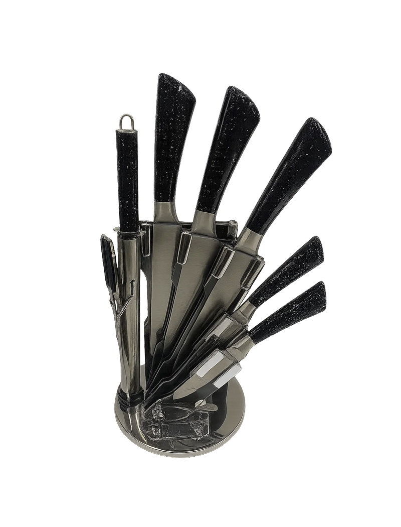 Ножи (набор) 8ед. Черный мрамор ТМ Family Kitchen