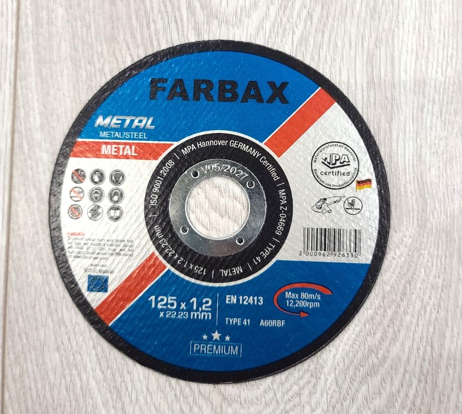 Диск отрезной по металлу 125x1,2x22.23 (уп.-25/50/400 шт.) FARBAX