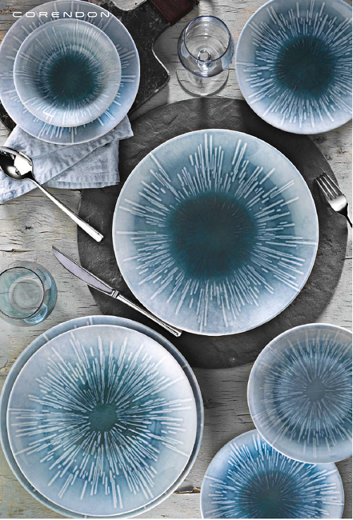 Тарелка плоская круглая без полей 210мм, h24мм, фарфор, голубая NNTS21CK891005