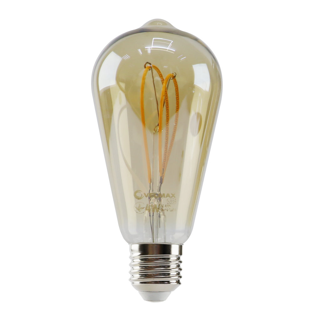 LED лампа VELMAX V-Filament-Amber-ST64-Петля, 4W, E27, 2700K, 300Lm