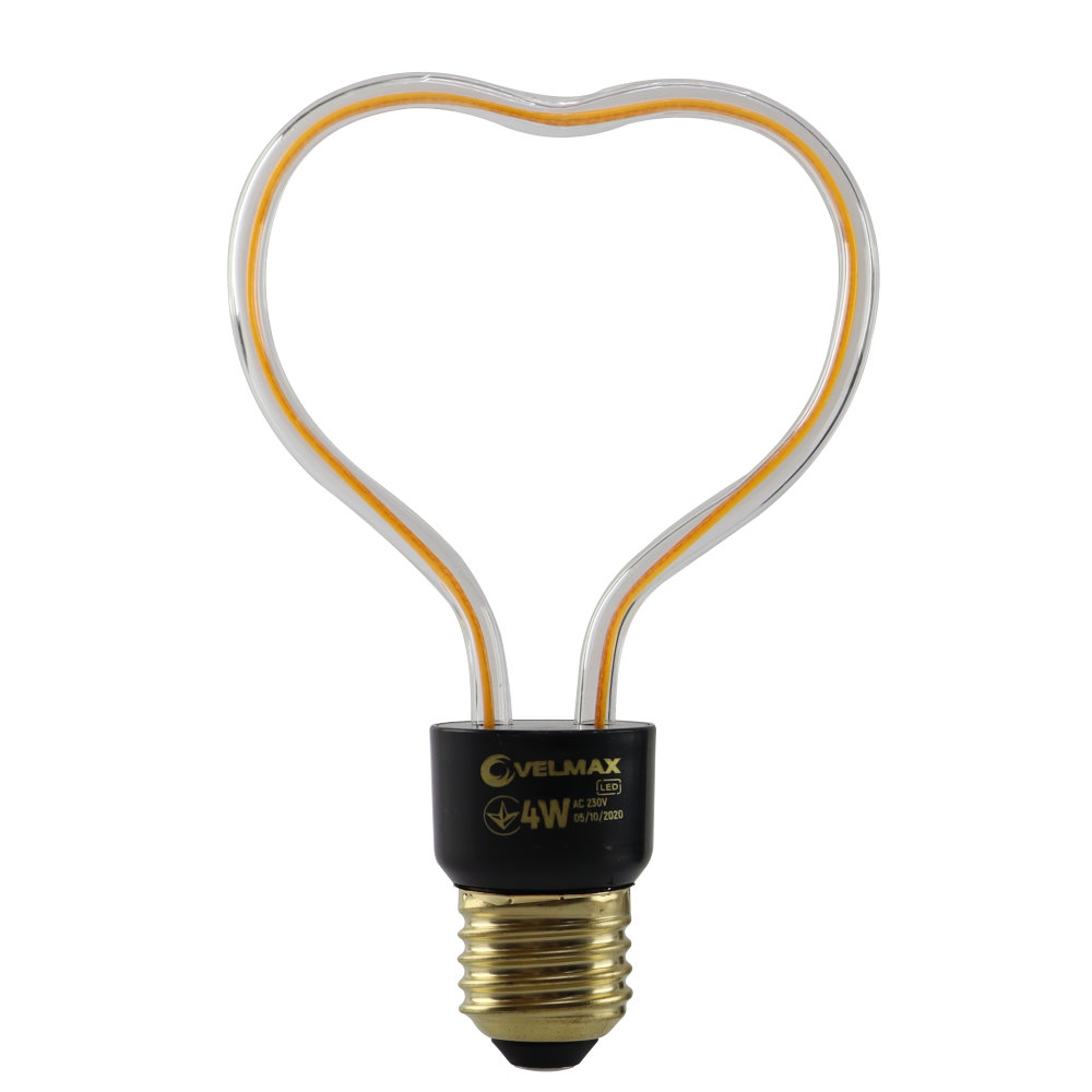 LED лампа VELMAX V-Filament-Decor-Сердце, 4W, E27, 2700K, 260Lm