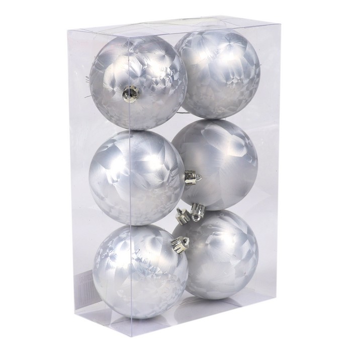Шары новогодние Серебро (набор) 6шт х 8см (SZ2910-SJ) ТМ Global Christmas