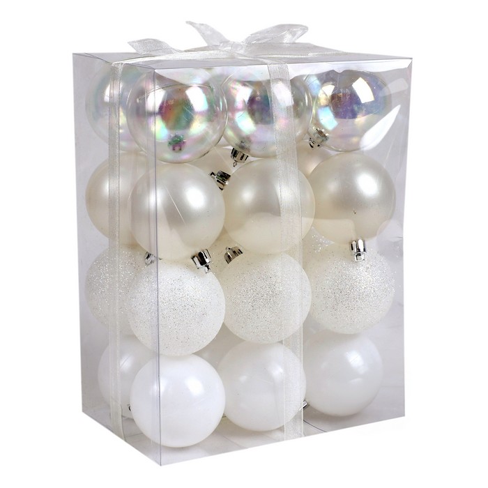 Шары новогодние Белый (набор) 24шт х 6см (SY21QJH-192) ТМ Global Christmas