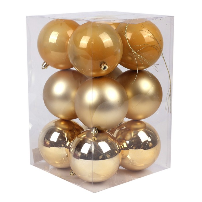 Шары новогодние Золото (набор) 12шт х 10см (SY25YY-061) ТМ Global Christmas