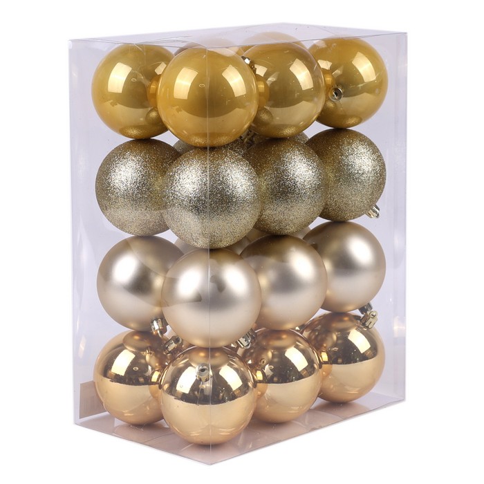Шары новогодние Золото (набор) 24шт х 8см (SY24YY-032) ТМ Global Christmas