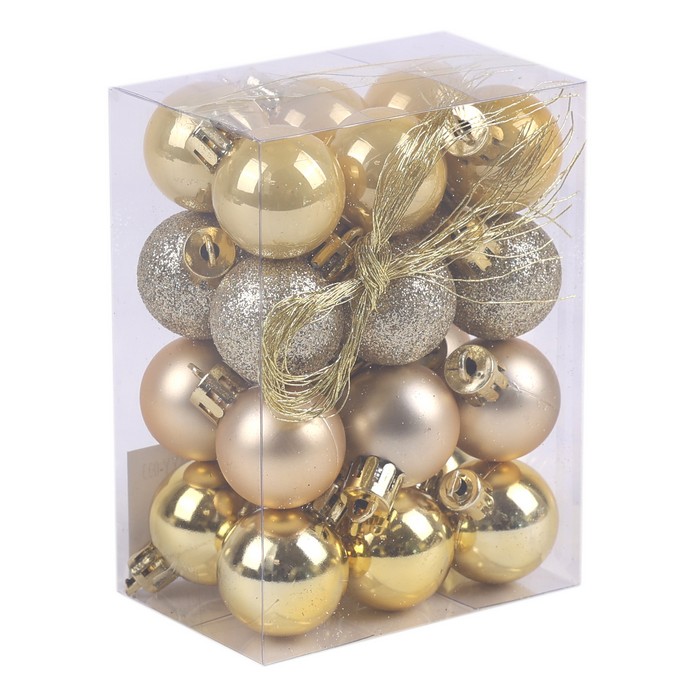 Шары новогодние Золото (набор) 24шт х 3см (SY24YY-033) ТМ Global Christmas