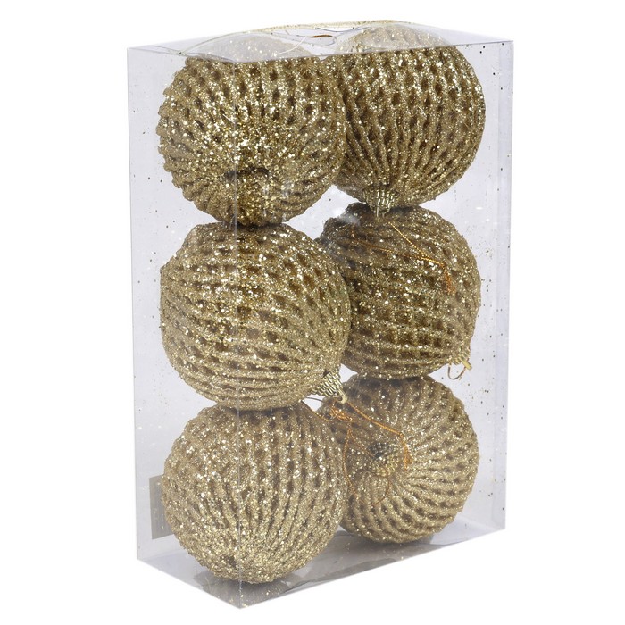 Шары новогодние Золото (набор) 6шт х 8см (SY25YY-066) ТМ Global Christmas