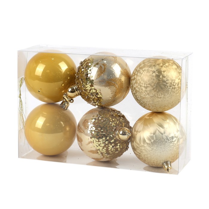 Шары новогодние Золото (набор) 6шт х 8см (SY22CJHB-341) ТМ Global Christmas