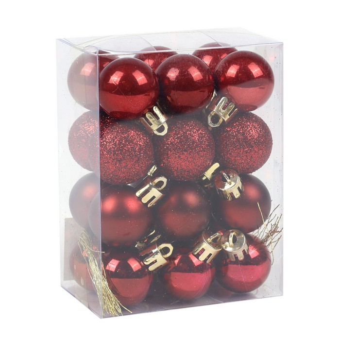 Шары новогодние Бордо (набор) 24шт х 3см (SY25YY-039) ТМ Global Christmas