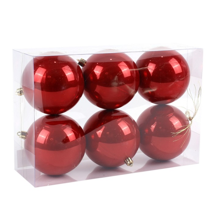 Шары новогодние Красный (набор) 6шт х 10см (SY24YY-011) ТМ Global Christmas