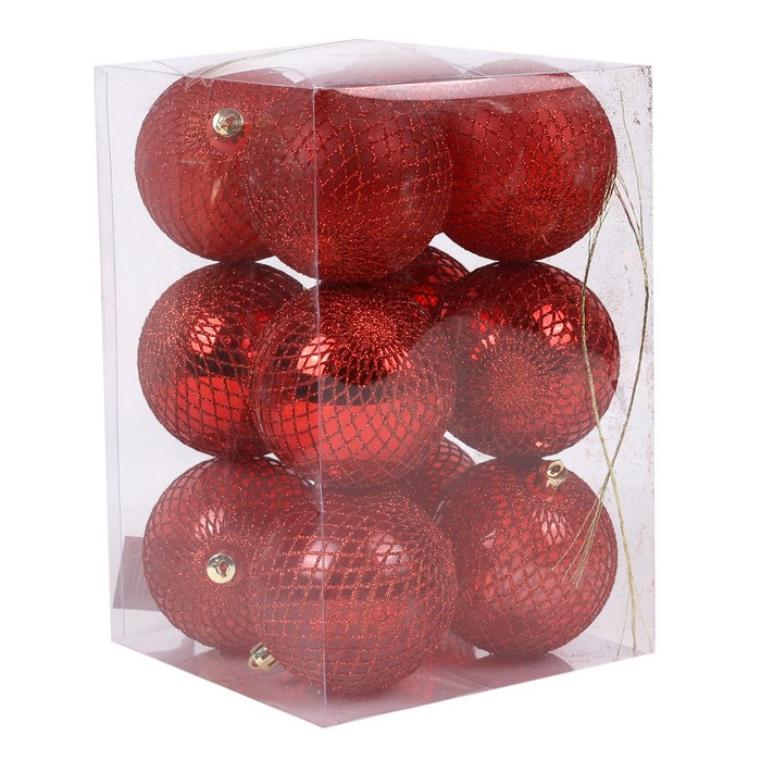 Шары новогодние Красный (набор) 12шт х 8см (SY25YY-08) ТМ Global Christmas