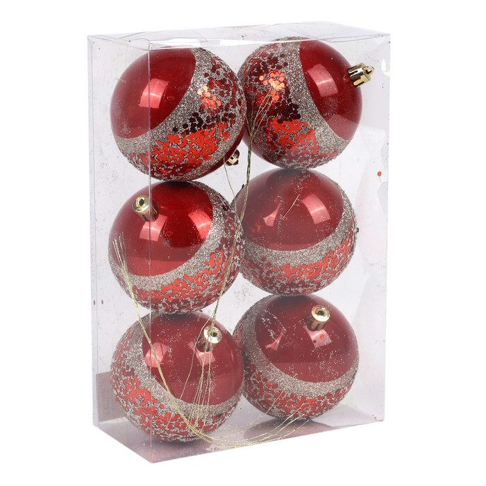 Шары новогодние Красный (набор) 6шт х 8см (SY19CJHB-299) ТМ Global Christmas