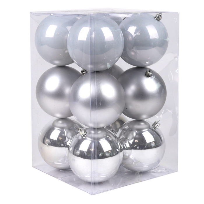 Шары новогодние Серебро (набор) 12шт х 10см (SY24YY-051) ТМ Global Christmas