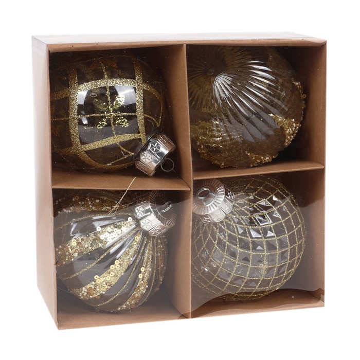 Шары новогодние Золото (набор) 4шт х 12см (SU24BA3-02) ТМ Global Christmas