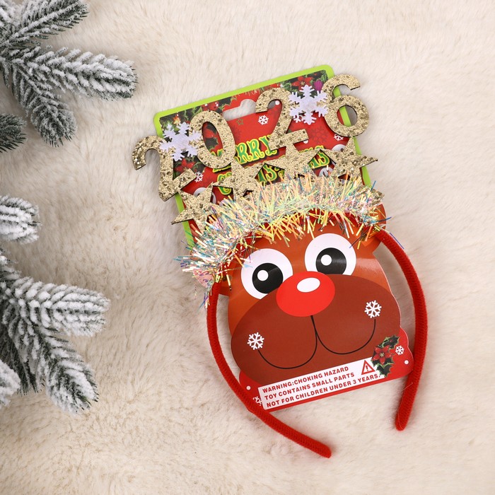 Ободок с рожками оленя пластик (RZZ2500) ТМ Global Christmas