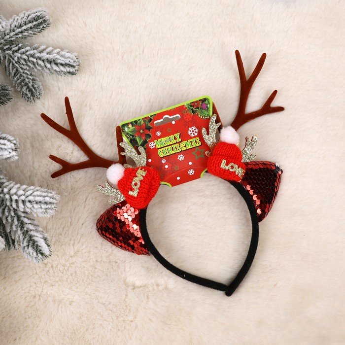 Ободок с рожками оленя, Различные Цвета, RCX25649, GLOBAL CHRISTMASТМ Global Christmas