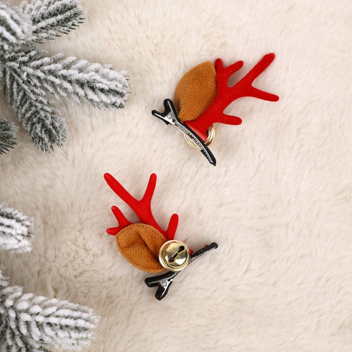 Зажим новогодний оленьи рога (KHH245610) ТМ Global Christmas
